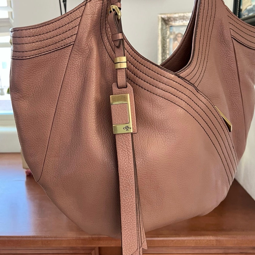 orYANY Tracy Leather Hobo Bag Tassel Pebble Leather Brown Tan Mauve MANY POCKETS - Picture 10 of 10